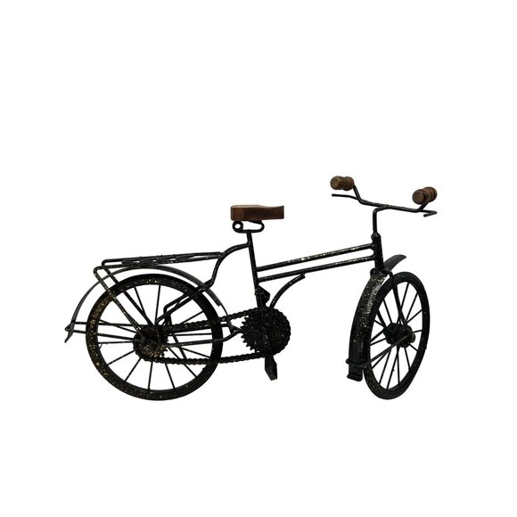 Vtg Metal & Wood Bicycle Home Decor, Wheels & Chain Turn - Picture 8 of 13